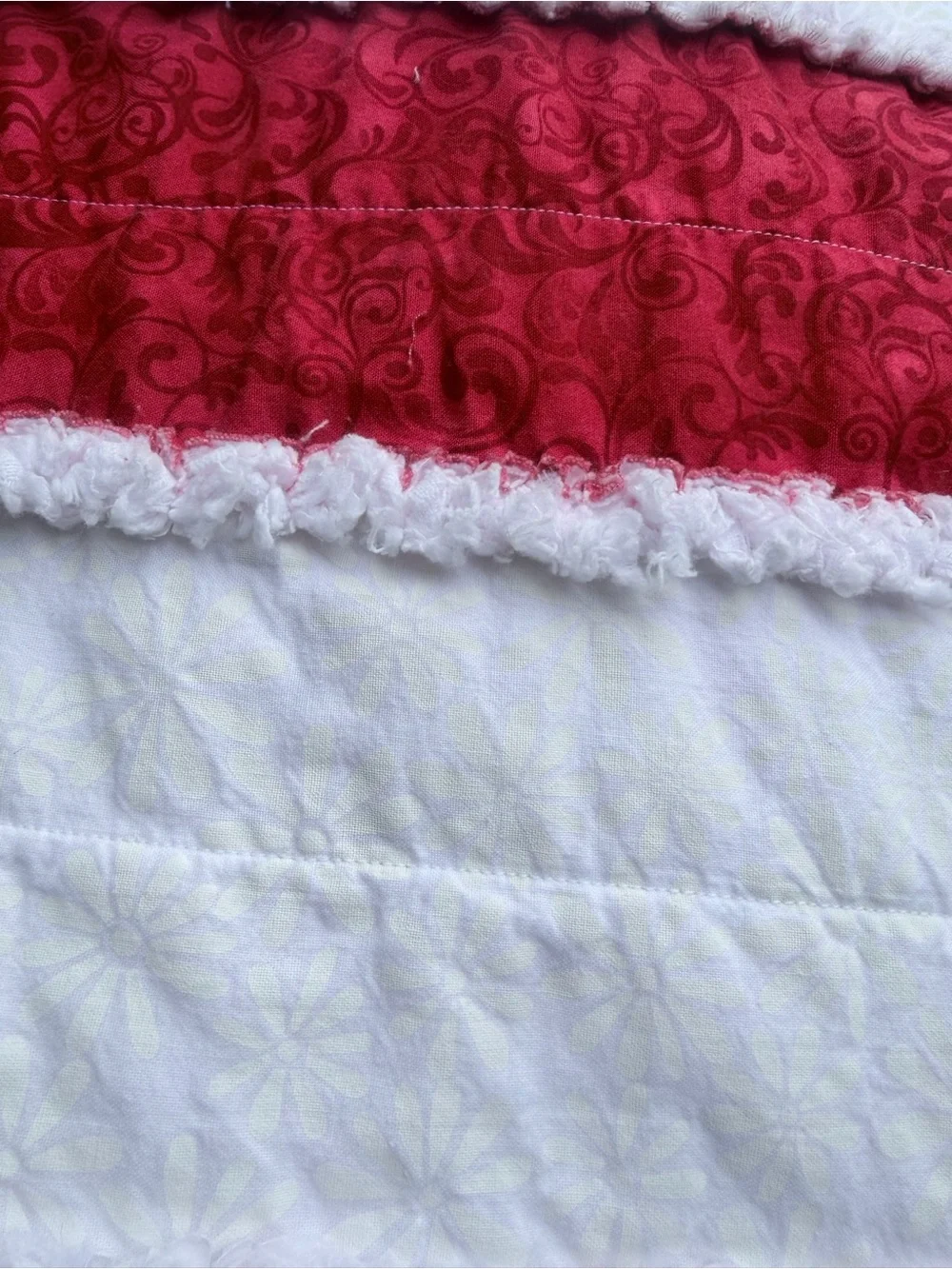 Handmade rag quilt Red, White and blue American Flag Quilted Bed Throw